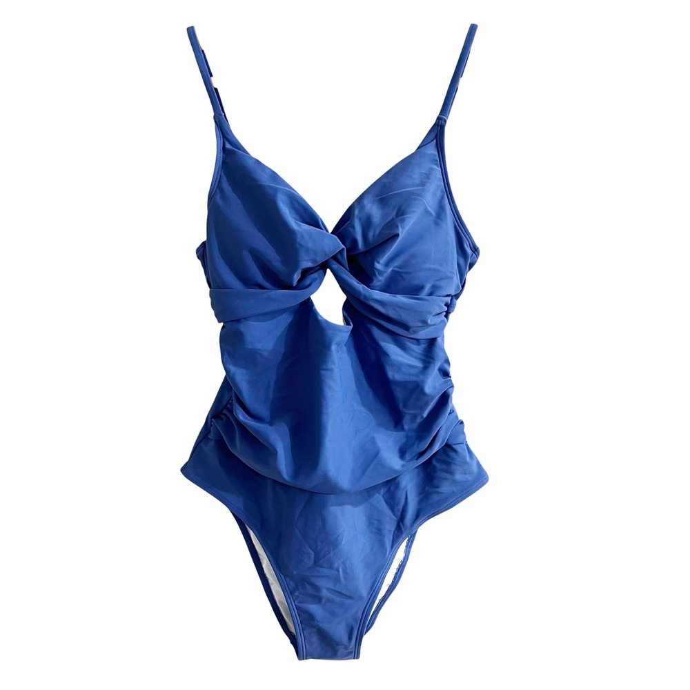 Cupshe Womens Royal Blue Twist Front Keyhole One Piece Swimsuit Small